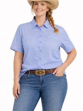 RIDGECUT Short Sleeve Adventure Shirt | NWT | XL | Cornflower Gingham Blue